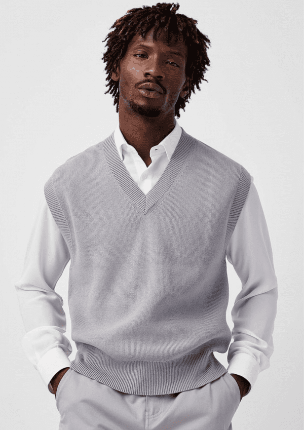 Gilet sans manches gris en maille